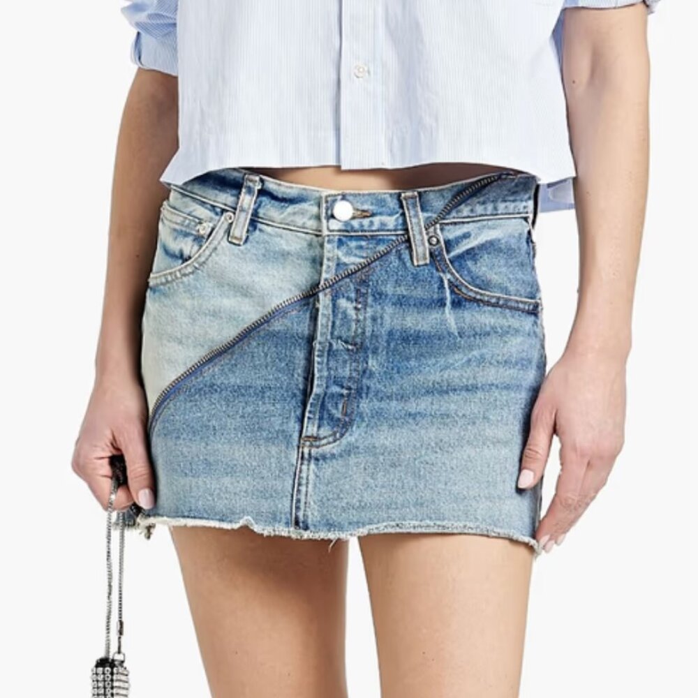 EB DENIM Gemini zip-detailed denim mini skirt NWOT